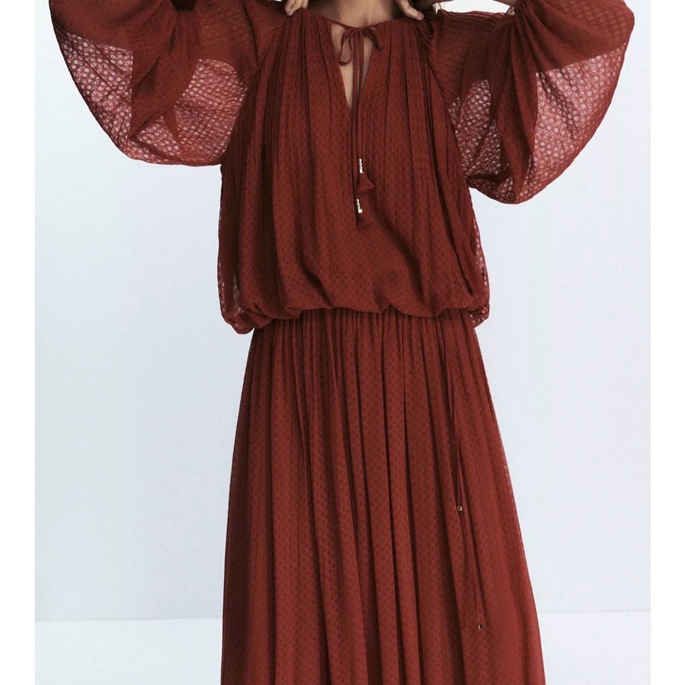 Zara NWT Tassel pleated blouse SMALL